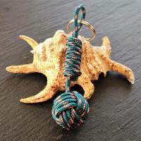 Porte cles pomme de touline vert fonce rose et anis 4 