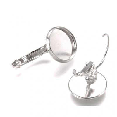 Support boucles d oreilles cabochon 12 mm argente 0