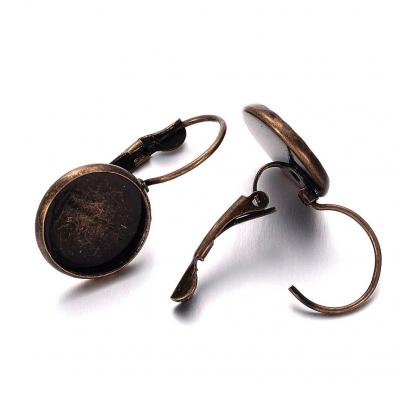 Support boucles d oreilles cabochon 12 mm bronze