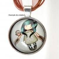 Support cabochon argente pendentif 25mm modele