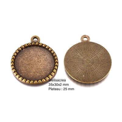 Support cabochon pendentif 25mm en bronze 3 