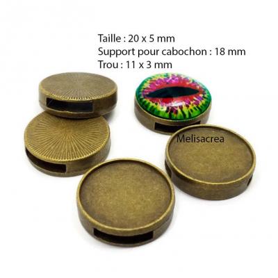 Support en bronze coulissant passant cabochon en verre resine 18 mm 2 